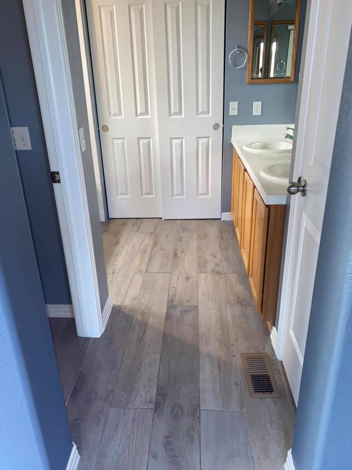 Gleaming hallway with new floors after post-construction clean